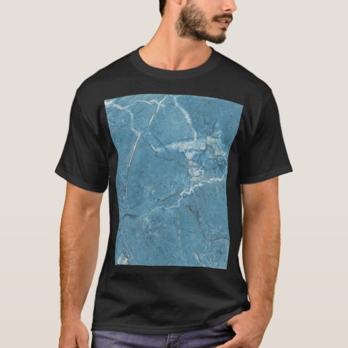 Luxury Blue Marble Panoramic Design T_Shirt