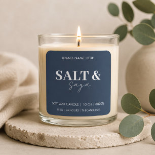 Luxury Blue Minimalist Candle Square Sticker