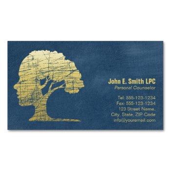 Luxury Blue Psychologist Personal Counselor Magnetic Business Card by superdazzle at Zazzle