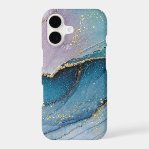 Luxury Blue Purple Gold Marble Liquid Art iPhone 17 Case