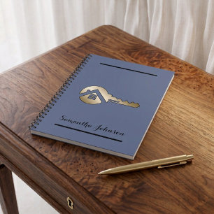 Luxury Blue Slate Gold Key Real Estate Notebook