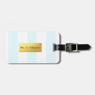 Luxury blue stripes and gold luggage tag