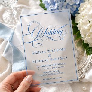 Luxury Blue Wedding Acrylic Invitations