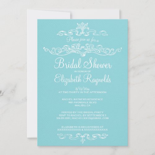 Luxury Blue &amp; White Bridal Shower Invitations
