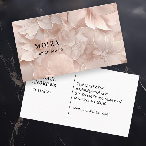 Luxury Blush_Beige Flower Salon Business Card