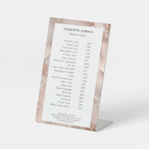 Luxury, Blush-Beige, Flower, Salon Pedestal Sign