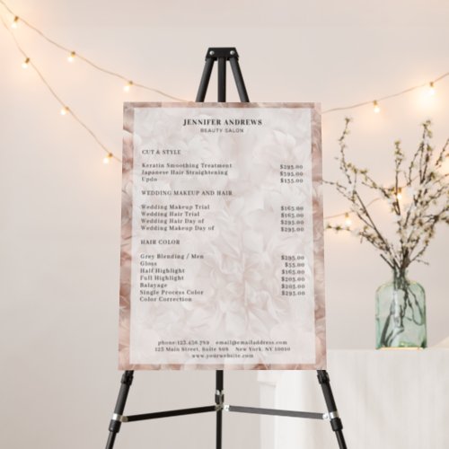 Luxury Blush_Beige Flower Salon Price List  Foam Board