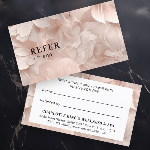 Luxury Blush_Beige Flower Salon Referral Card