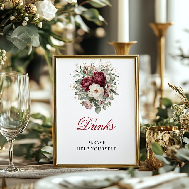 Luxury Blush Burgundy Drinks Poster Bridal Shower (Luxury Blush Burgundy Drinks Poster Bridal Shower)
