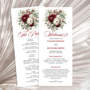 Luxury Blush Burgundy Floral Wedding Program
