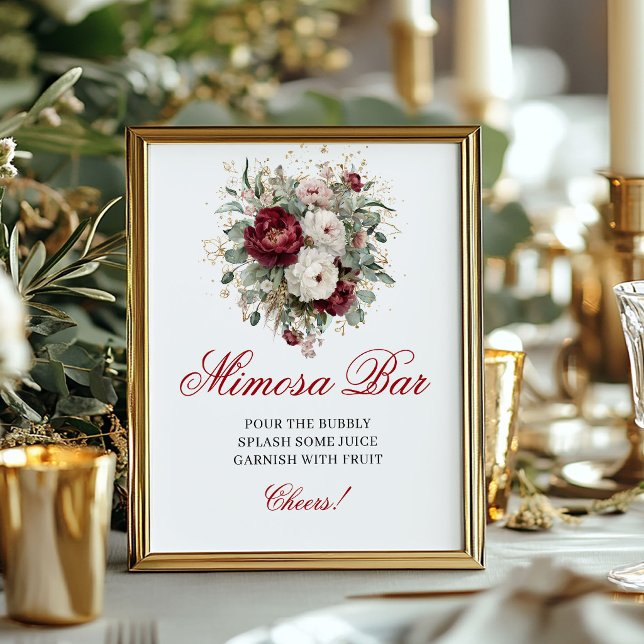 Luxury Blush Burgundy Mimosa Bar Poster Decor (Luxury Blush Burgundy Mimosa Bar Poster Decor)