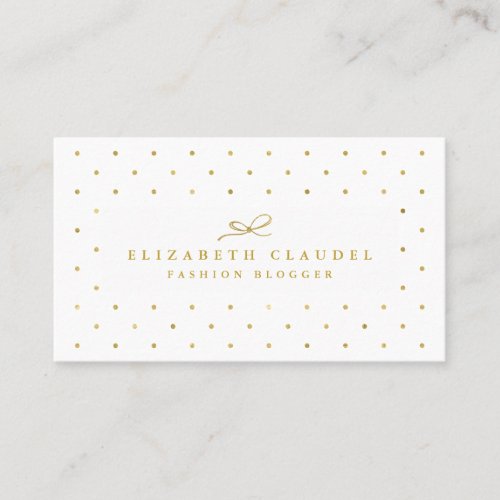 Luxury Blush Faux Gold Foil Dots Elegant bow Business Card
