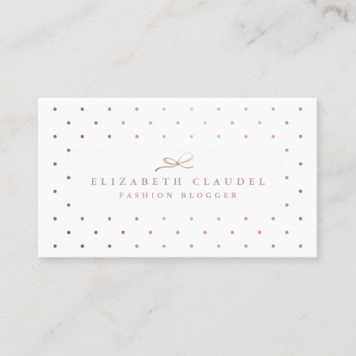 Luxury Blush Faux Rose Gold Foil Dots Elegant bow Business Card