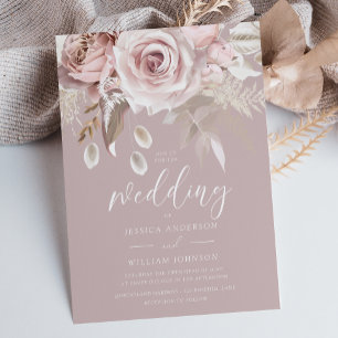 Luxury Blush Floral Botanical Wedding Invitation