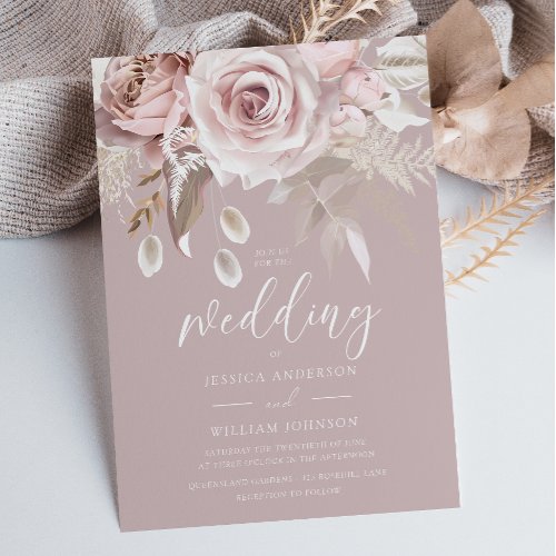 Luxury Blush Floral Botanical Wedding Invitation