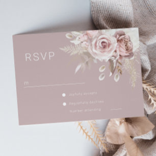 Luxury Blush Floral Botanical Wedding RSVP Card