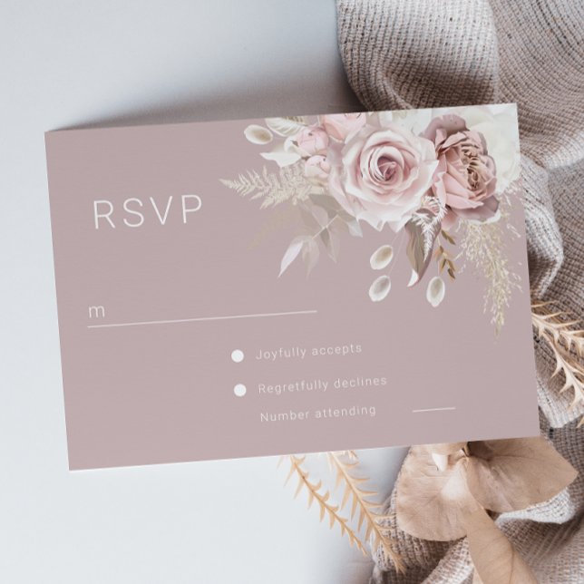Luxury Blush Floral Botanical Wedding RSVP Card (Creator Uploaded)