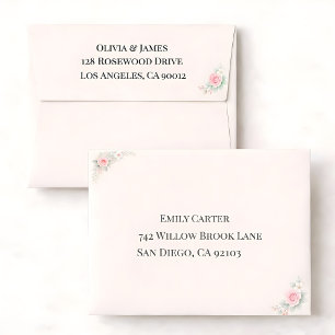 Luxury Blush Floral Wedding Envelope