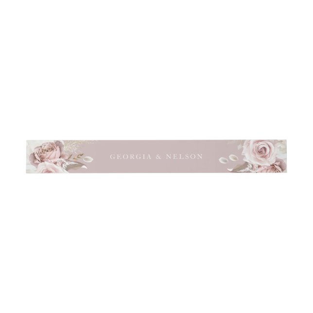 Luxury Blush Floral Wedding Invitation Belly Band (Flat)
