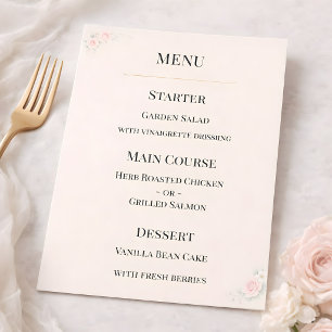 Luxury Blush Floral Wedding Menu