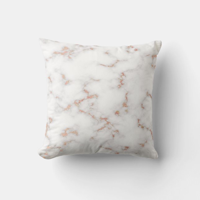 Luxury Blush Glitter Pink White Marble Cotton Throw Pillow (Front)
