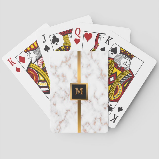 Luxury Blush Glitter Pink White Marble Customize Poker Cards (Back)