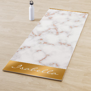 Luxury Blush Glitter Pink White Marble Customize Yoga Mat