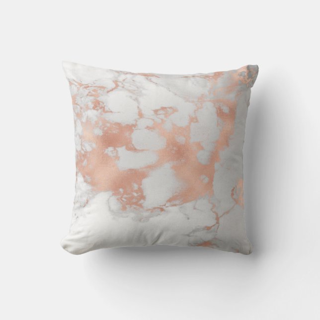Luxury Blush Glitter White Pink Marble Cotton Throw Pillow (Front)