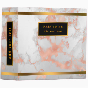 Luxury Blush Glitter White Pink Marble Customize 3 Ring Binder