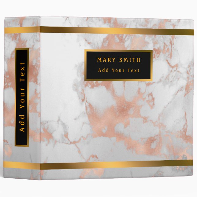 Luxury Blush Glitter White Pink Marble Customize 3 Ring Binder (Front/Spine)