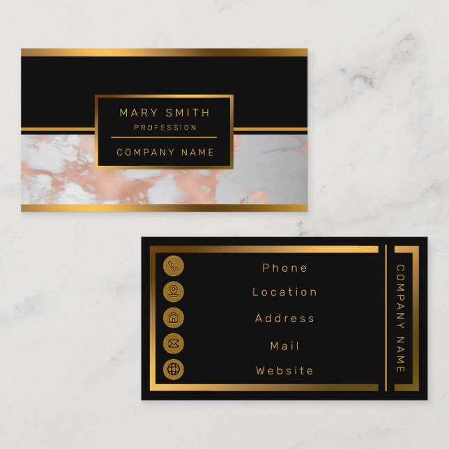Luxury Blush Glitter White Pink Marble Customize Business Card (Front/Back)