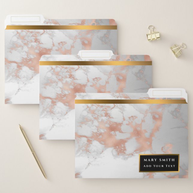 Luxury Blush Glitter White Pink Marble Customize File Folder (Set)