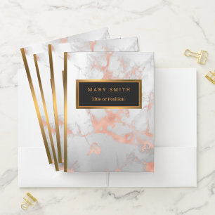 Luxury Blush Glitter White Pink Marble Customize Pocket Folder