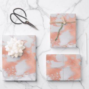 Luxury Blush Glitter White Pink Marble Customize Wrapping Paper Sheets