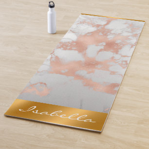 Luxury Blush Glitter White Pink Marble Customize Yoga Mat