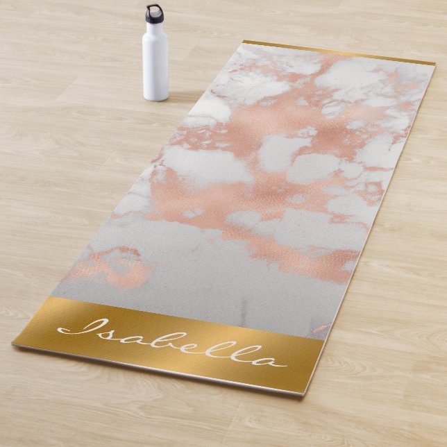 Luxury Blush Glitter White Pink Marble Customize Yoga Mat (In Situ)