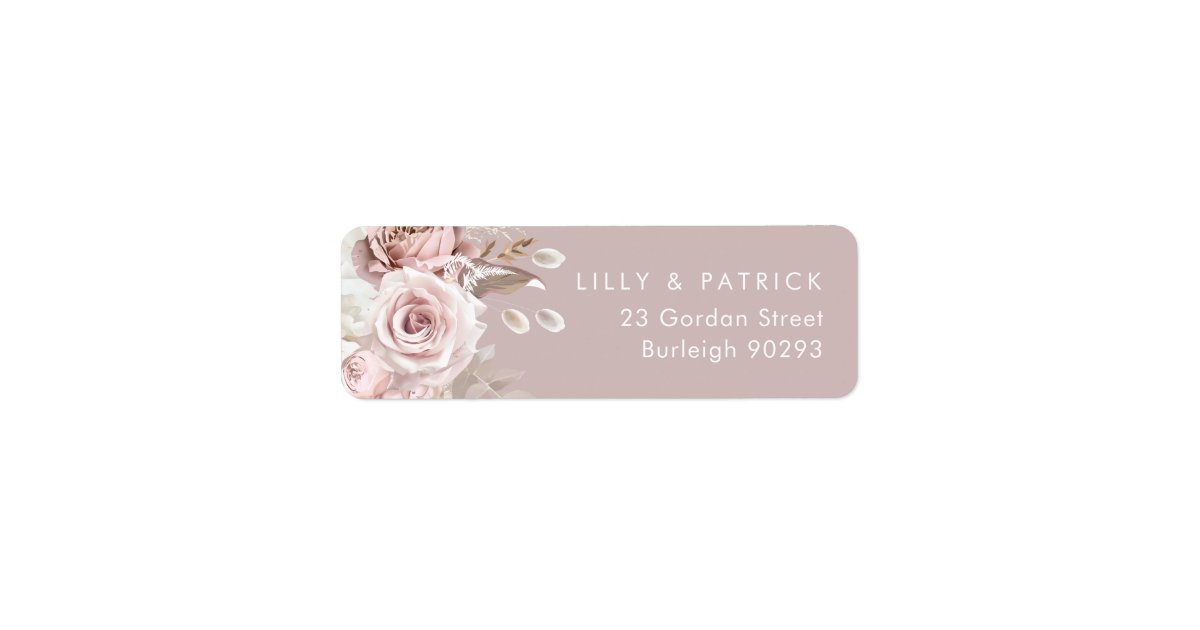 Luxury Blush Modern Wedding Return Address Label | Zazzle