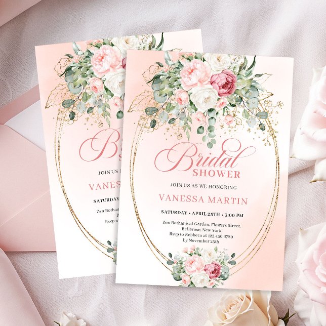 Luxury Blush Pink Bridal Shower Gold Invitation (Luxury Blush Pink Bridal Shower Gold Invitation)