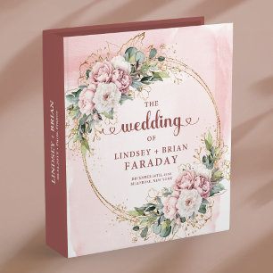 Luxury Blush Pink Floral Wedding Memory Album 3 Ring Binder