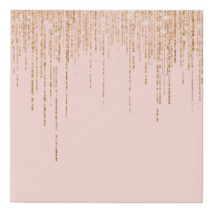Luxury Blush Pink Gold Sparkly Glitter Fringe Faux Canvas Print