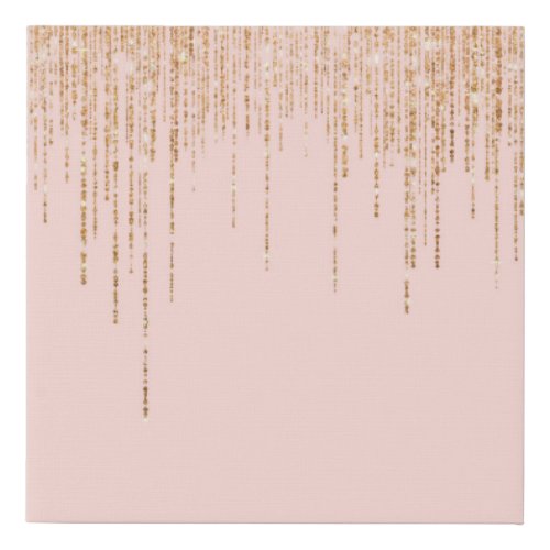 Luxury Blush Pink Gold Sparkly Glitter Fringe Faux Canvas Print