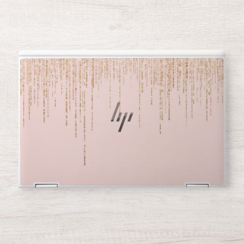 Luxury Blush Pink Gold Sparkly Glitter Fringe HP Laptop Skin