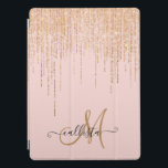 Luxury Blush Pink Gold Sparkly Glitter Fringe iPad Pro Cover<br><div class="desc">This glamorous and luxury print is the perfect design for the stylish and trendy woman. It features a faux sparkly gold glitter fringe curtain with faux glitter typography on top of a simple blush pink background. It's an elegant, chic, trendy, and modern bling design with a Hollywood vibe! ***IMPORTANT DESIGN...</div>