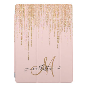 Luxury Blush Pink Gold Sparkly Glitter Fringe iPad Pro Cover