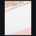 Luxury Blush Pink Gold Sparkly Glitter Fringe Letterhead<br><div class="desc">This glamorous and luxury print is the perfect design for the stylish and trendy woman. It features a faux sparkly gold glitter fringe curtain with faux glitter typography on top of a simple blush pink background. It's an elegant, chic, trendy, and modern bling design with a Hollywood vibe! ***IMPORTANT DESIGN...</div>