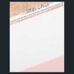 Luxury Blush Pink Gold Sparkly Glitter Fringe Letterhead<br><div class="desc">This glamorous and luxury print is the perfect design for the stylish and trendy woman. It features a faux sparkly gold glitter fringe curtain with faux glitter typography on top of a simple blush pink background. It's an elegant, chic, trendy, and modern bling design with a Hollywood vibe! ***IMPORTANT DESIGN...</div>