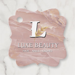 Luxury Blush Pink Marble Beauty Salon Logo Favor Tags