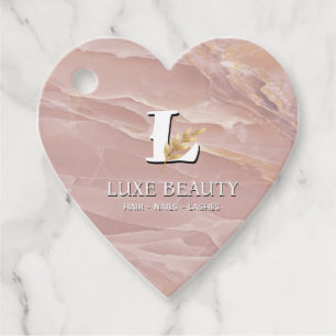 Luxury Blush Pink Marble Beauty Salon Logo Favor Tags