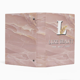 Luxury Blush Pink Marble Beauty Salon Logo Mini Binder