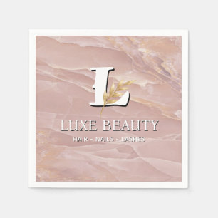 Luxury Blush Pink Marble Beauty Salon Logo Napkins
